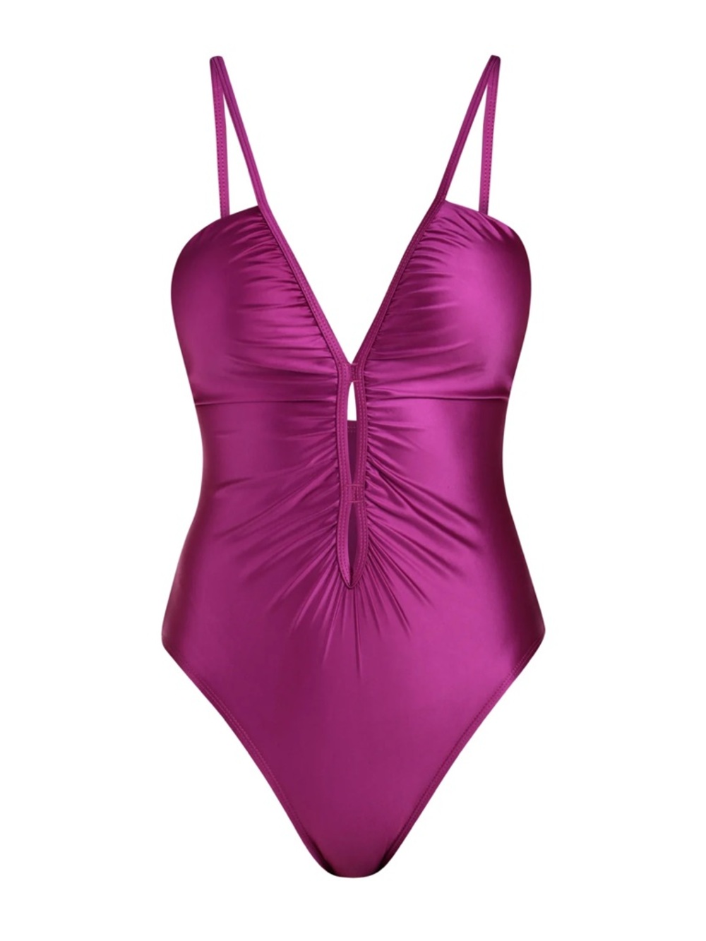 La Blanca Earth Goddess Plunge Keyhole One Piece - Berry